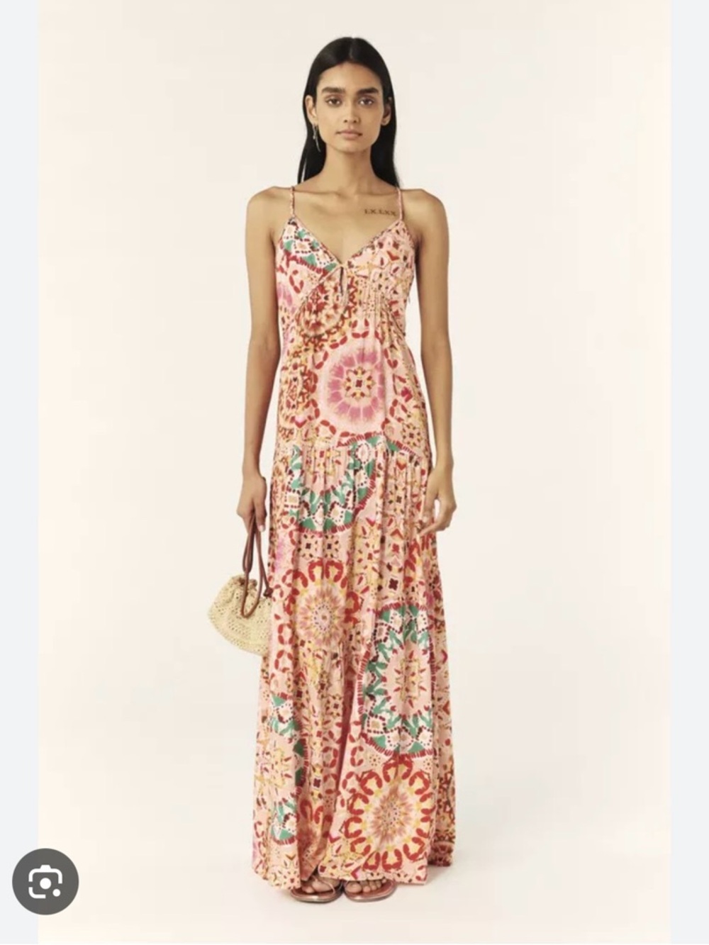 ba&sh Pink Floral Medallion Slip Maxi Dress